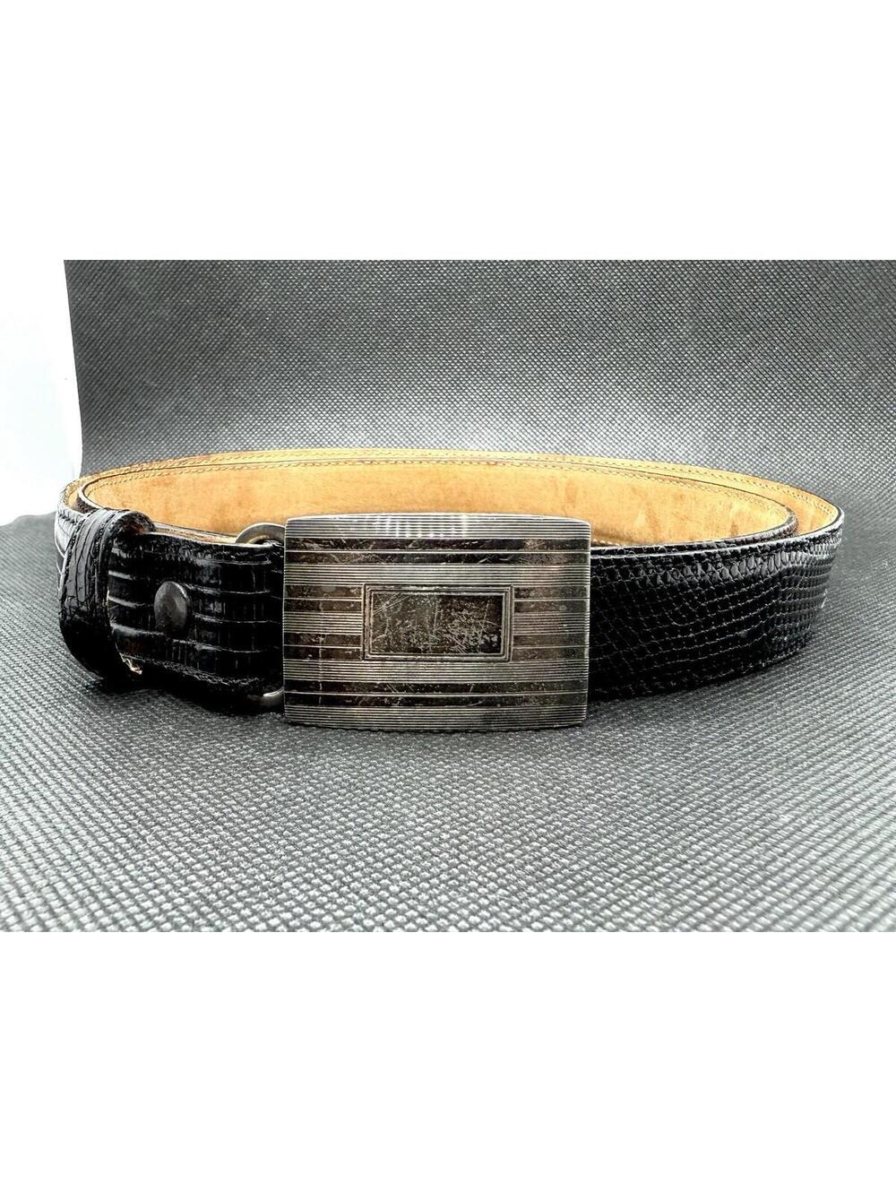 VTG Tiffany&Co Sterling Silver 36" Un-Monogrammed Lizard Skin Belt Quiet Luxury